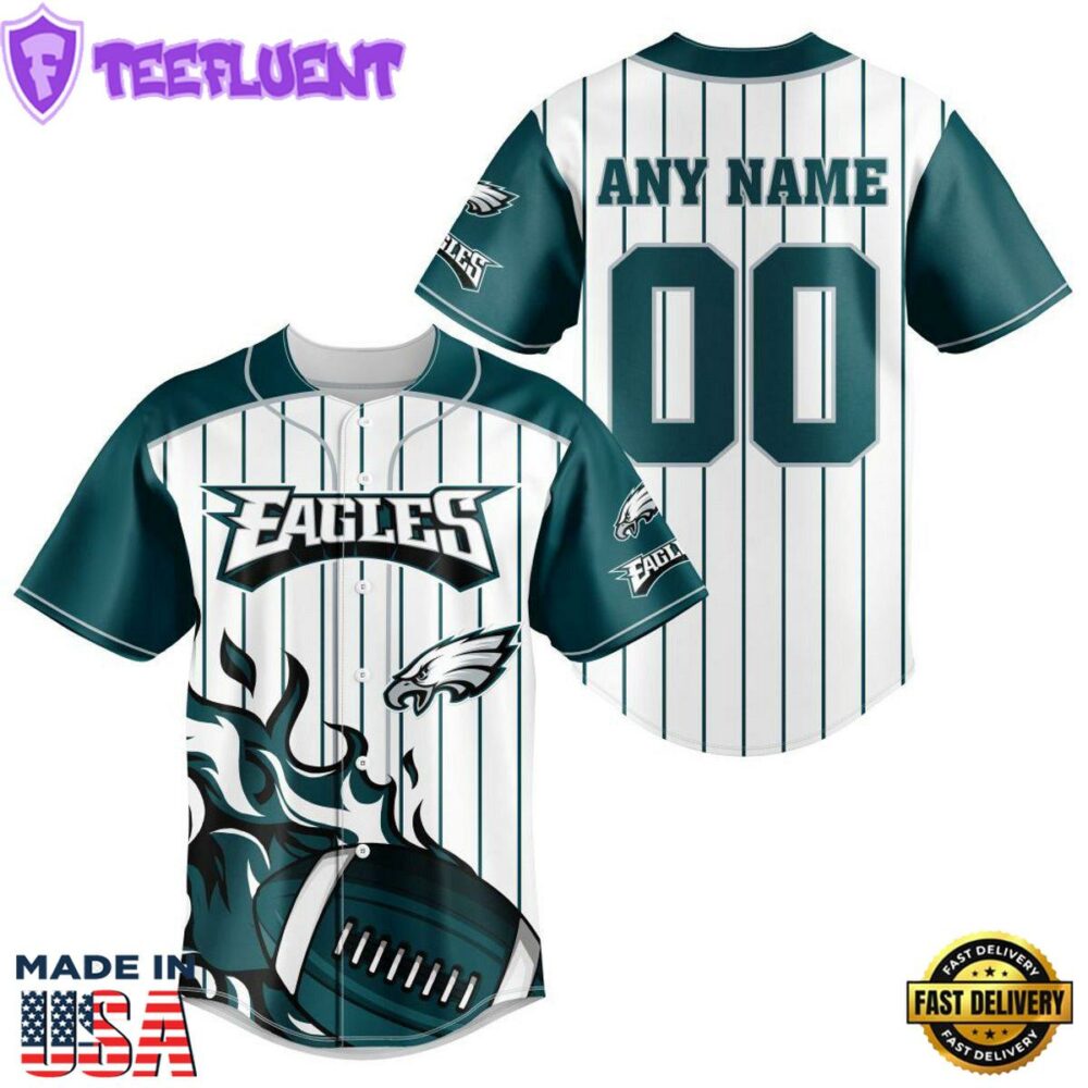 Philadelphia Eagles NFL 3D Personalized Baseball Shirt For Fans