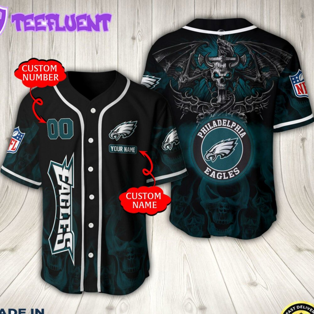Philadelphia Eagles NFL Baseball Jersey Custom Name And Number Shirt For Fans