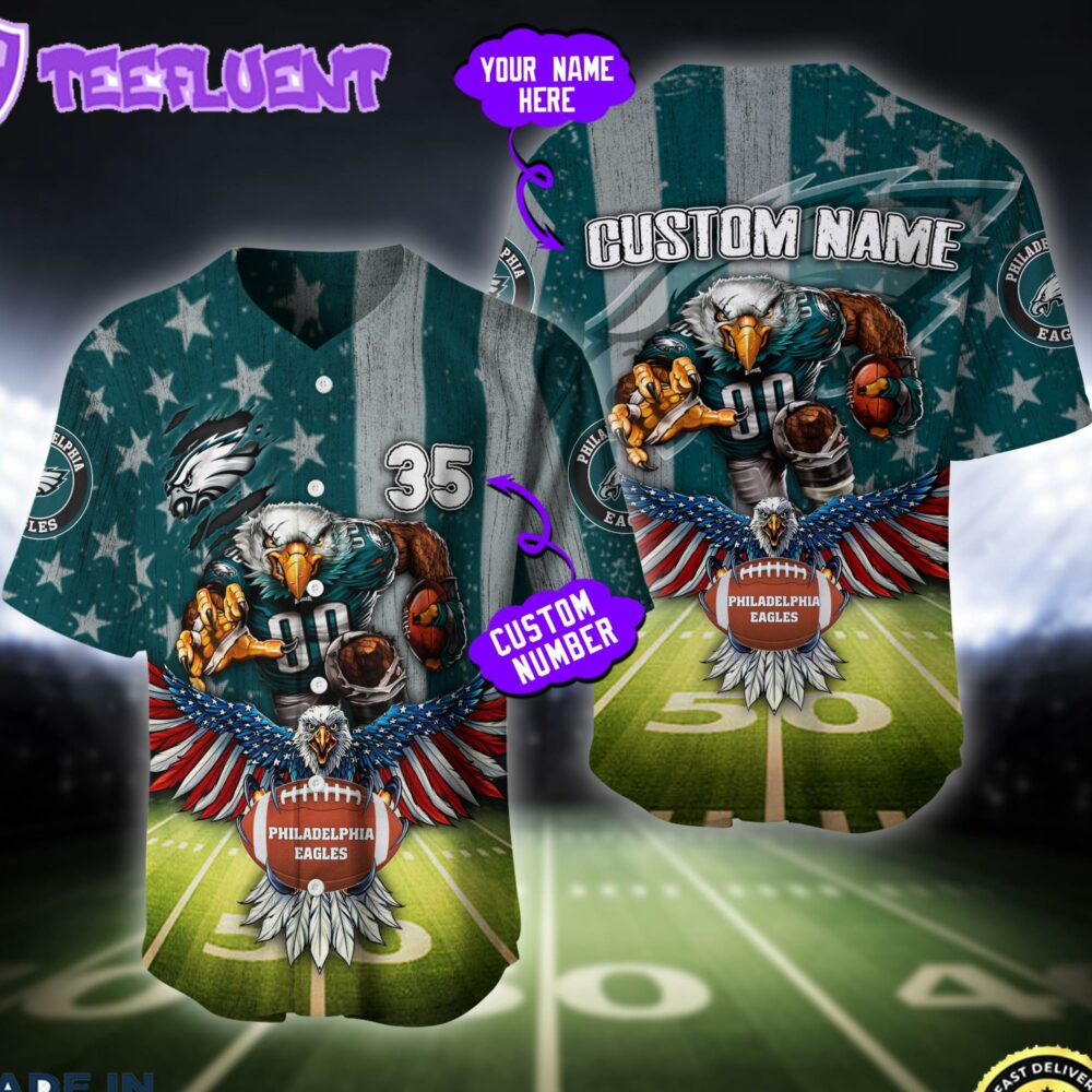 Philadelphia Eagles NFL Baseball Jersey Custom Shirt For Fans