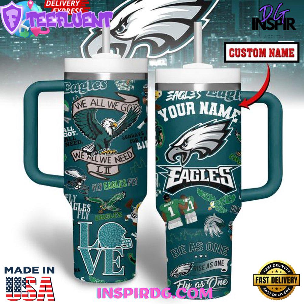 Philadelphia Eagles NFL Custom Stanley Quencher 40oz Stainless Steel Tumbler