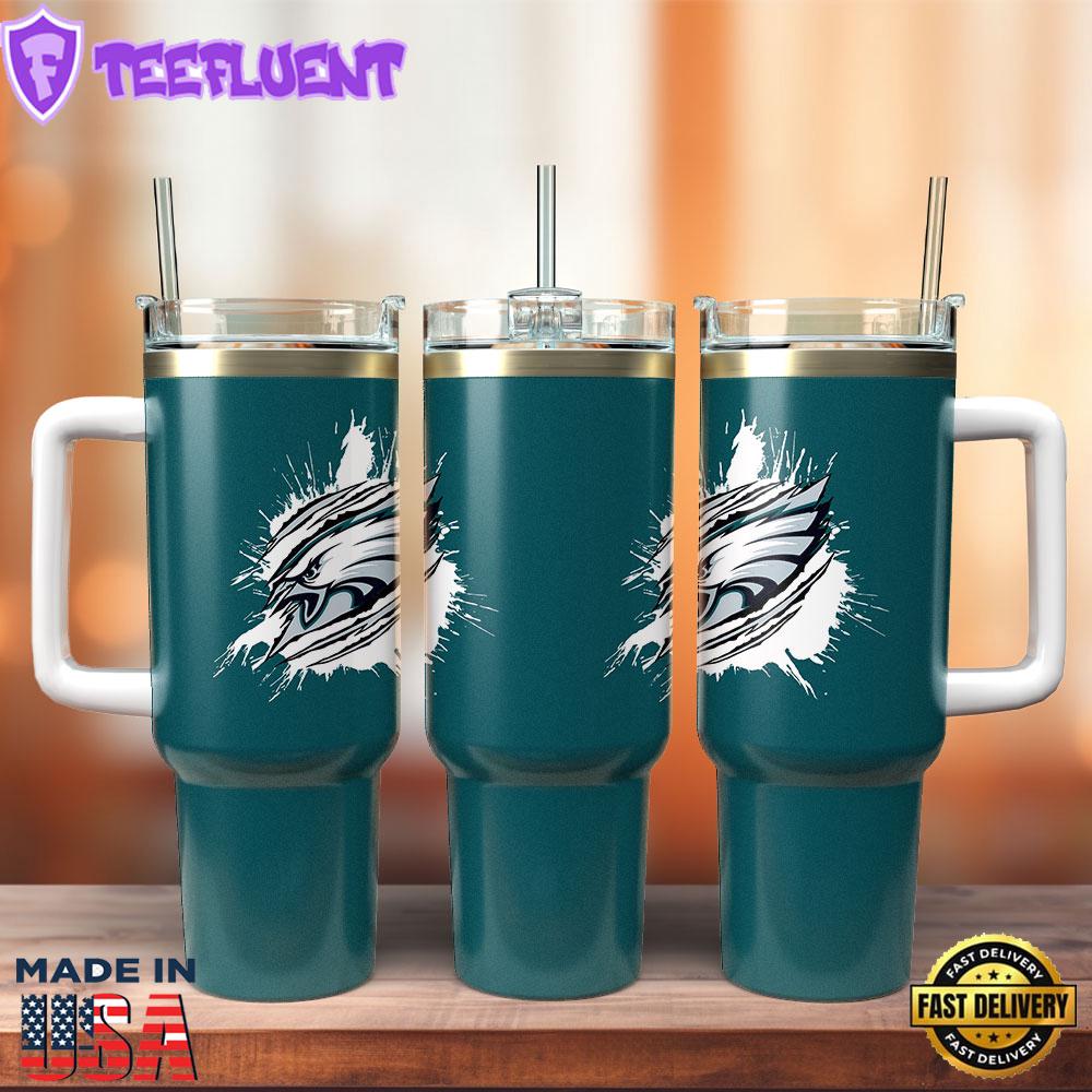 Philadelphia Eagles NFL Custom Stanley Quencher 40oz Stainless Steel Tumbler With Handle