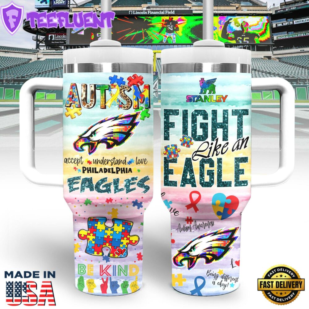Philadelphia Eagles NFL Sports Custom Stanley Quencher 40oz Stainless Steel