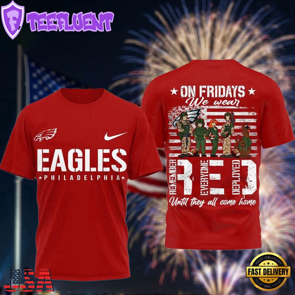 Philadelphia Eagles Scooby-Doo Red Friday Military 3D T-Shirt