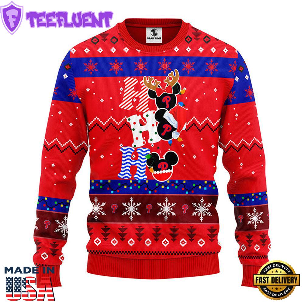 Philadelphia Phillies Hohoho Mickey Christmas Ugly Sweater