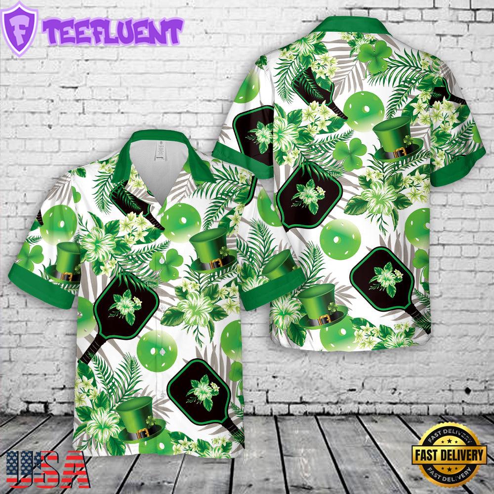 Pickleball Green St Patrick's Day Hawaiian Shirt