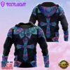 Pink Blue Hologram Mandala Cross God 3D Hoodie