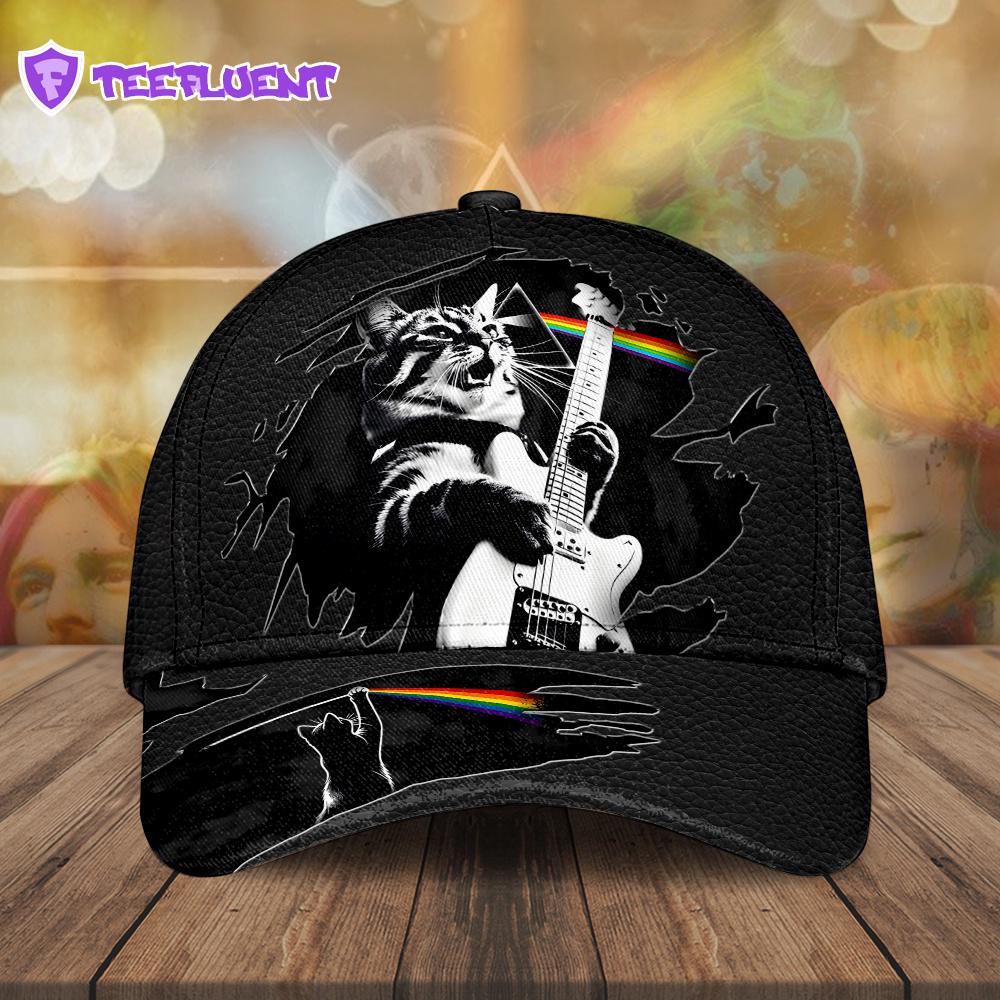 Pink Floyd Music Cat Playing Guitar All Over Print Classic Caps