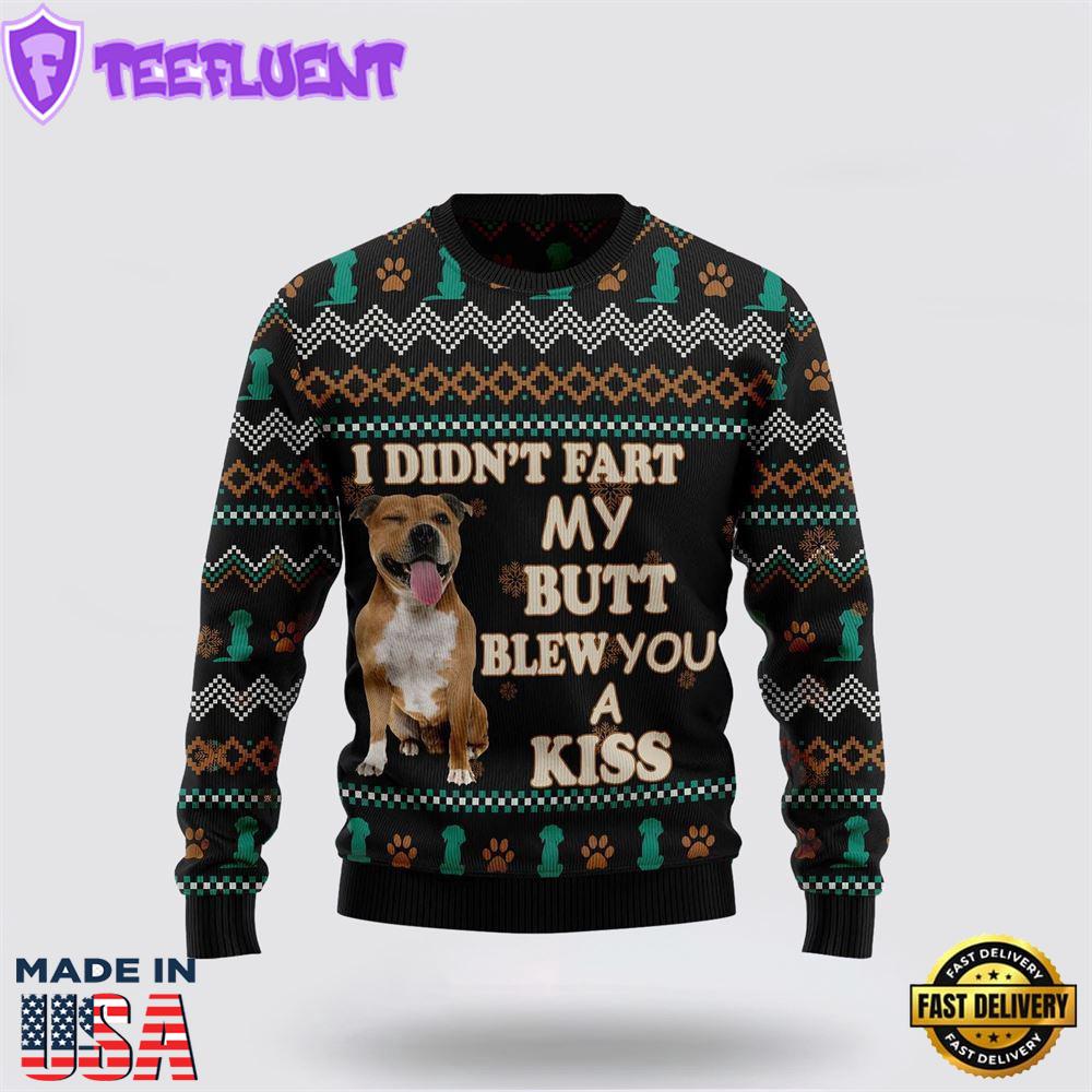 Pit Bull A Kiss Ugly Christmas Sweater For Men And Women