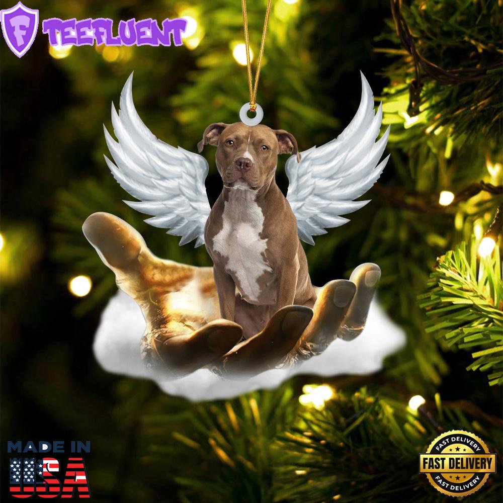 Pit Bull On The Hands Of Jesus Ornament, Gift For Christmas