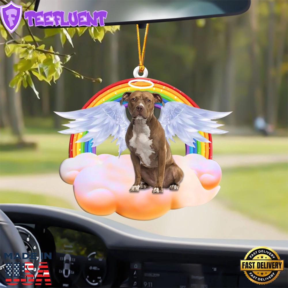 Pit Bull With Angel Wings Memorial Ornament, Gift For Christmas