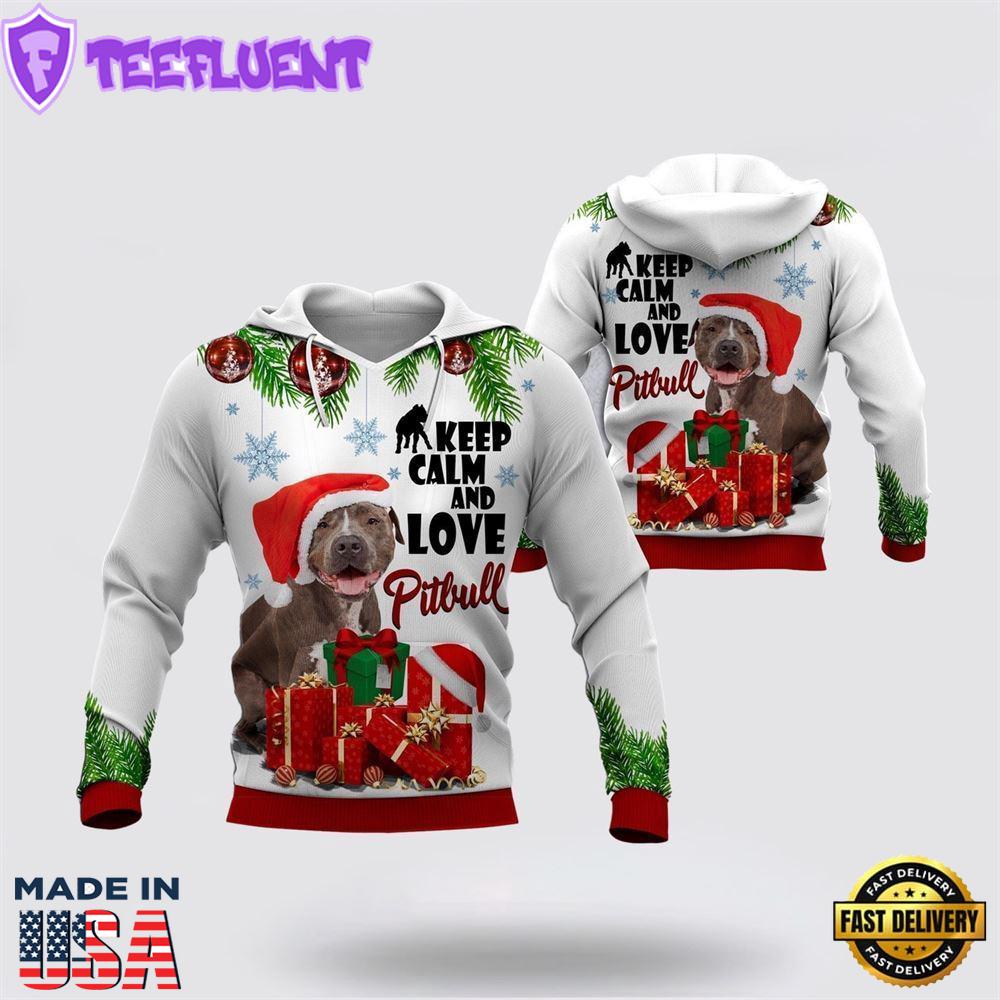 Pitbull Christmas All Over Print 3D Hoodie