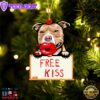 Pit-Bull Free Kiss Christmas Ornament, Gift For Christmas