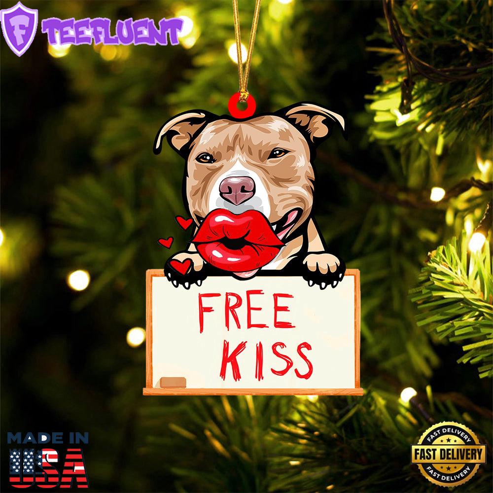 Pit-Bull Free Kiss Christmas Ornament, Gift For Christmas