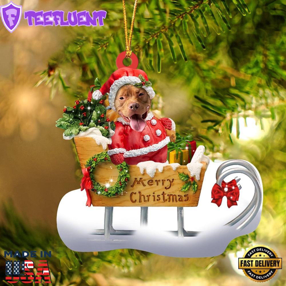 Pitbull Merry Christmas Ornament, Gift For Christmas