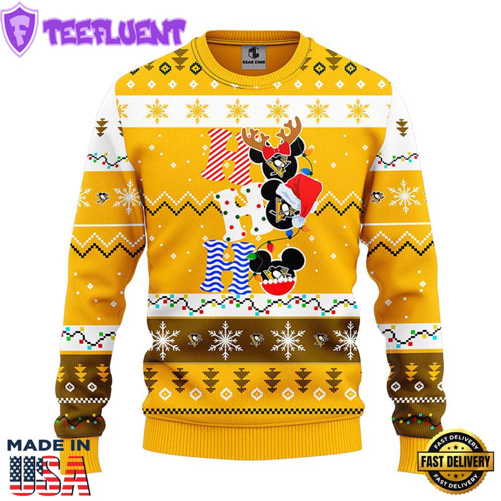 Pittsburgh Penguins Hohoho Mickey Christmas Ugly Sweater
