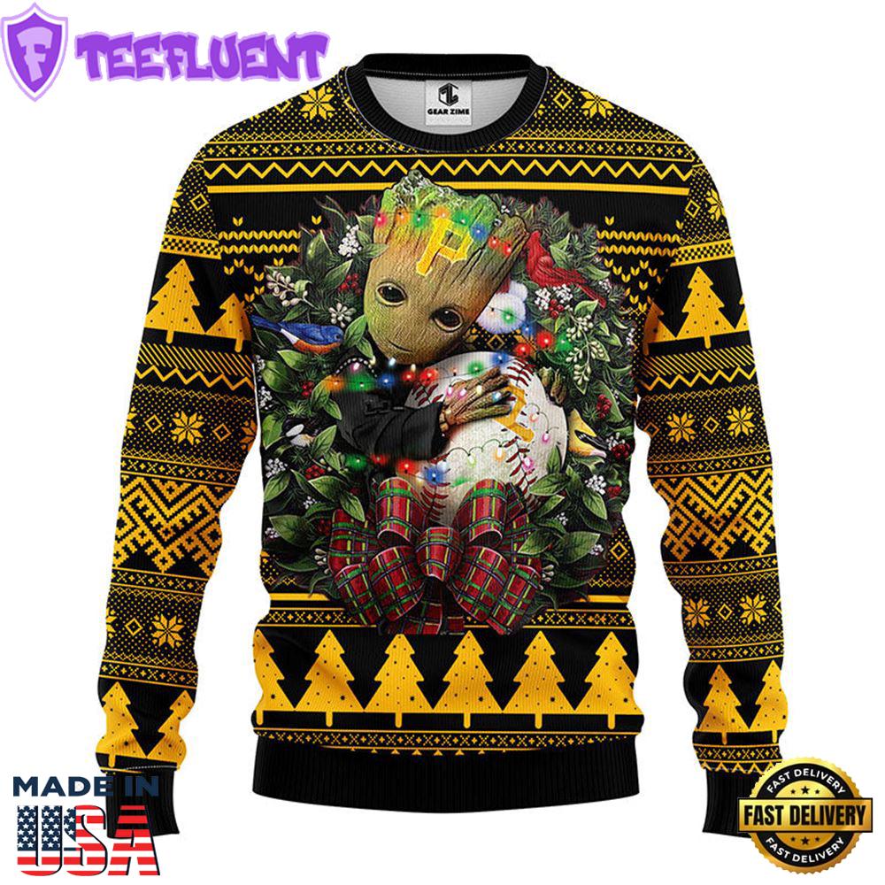 Pittsburgh Pirates Groot Hug Christmas Ugly Sweater Sport For Fan