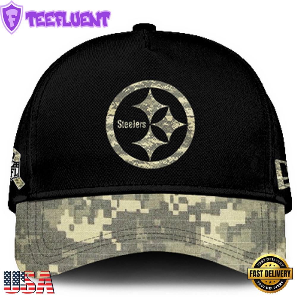Pittsburgh Steelers 2024 Salute to Service Club Black Camo Cap Gift For Veteran