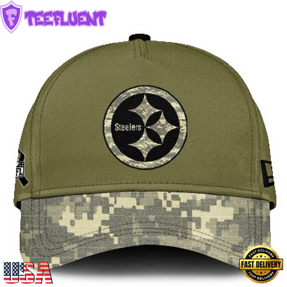 Pittsburgh Steelers 2024 Salute to Service Club Green Camo Cap Gift For Veteran