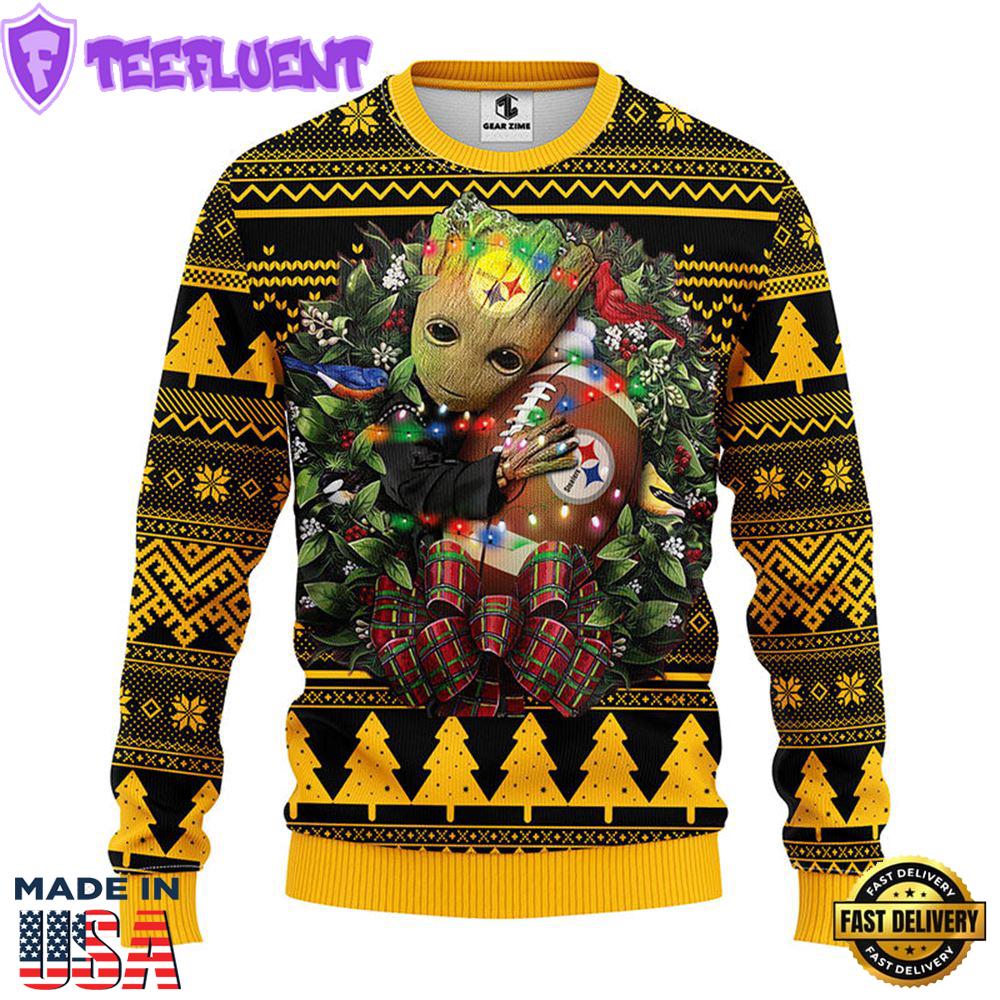 Pittsburgh Steelers Groot Hug Christmas Ugly Sweater Sport For Fan