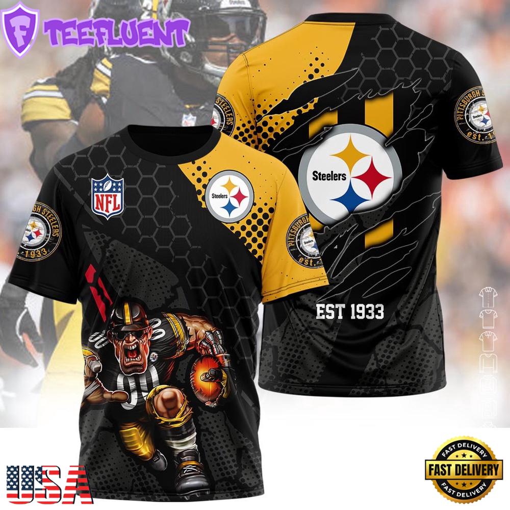 Pittsburgh Steelers Mascot All Over Print T-Shirt For Fans