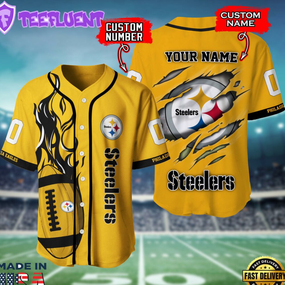 Pittsburgh Steelers NFL 3D Personalized Baseball Shirt For Fans