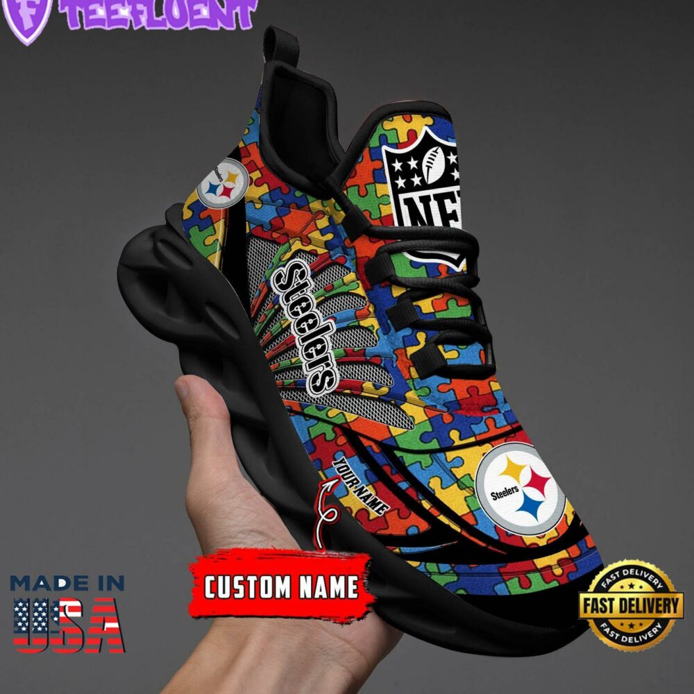 Pittsburgh Steelers NFL Autism Clunky Max Soul Shoes Personalized