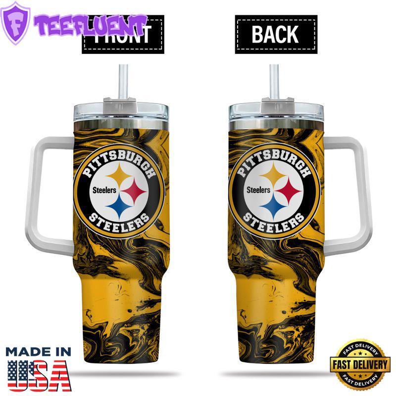 Pittsburgh Steelers NFL Custom Stanley Quencher 40oz Stainless Steel Tumbler With Handle -