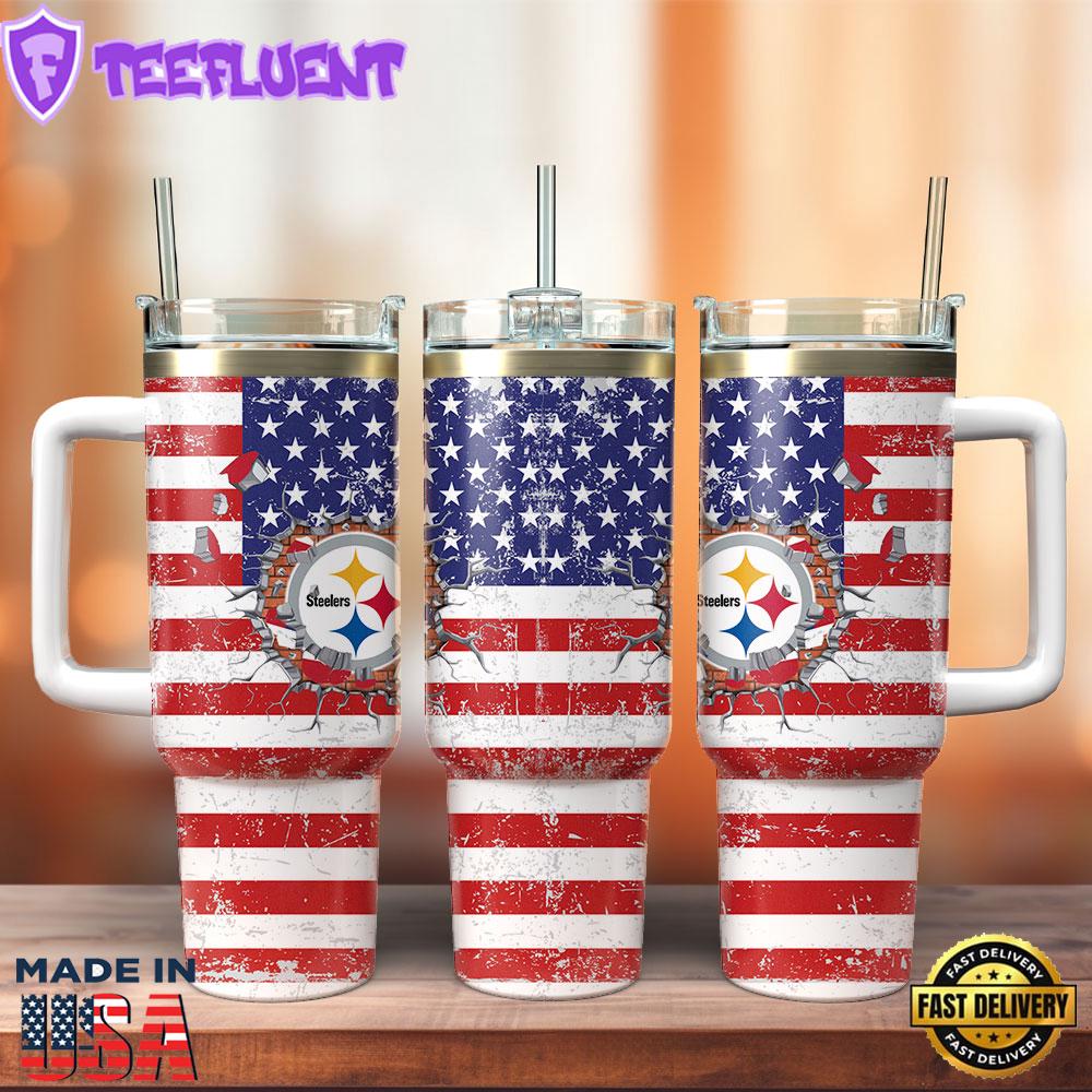 Pittsburgh Steelers NFL Sports Custom Stanley Quencher 40oz Stainless Steel Tumbler