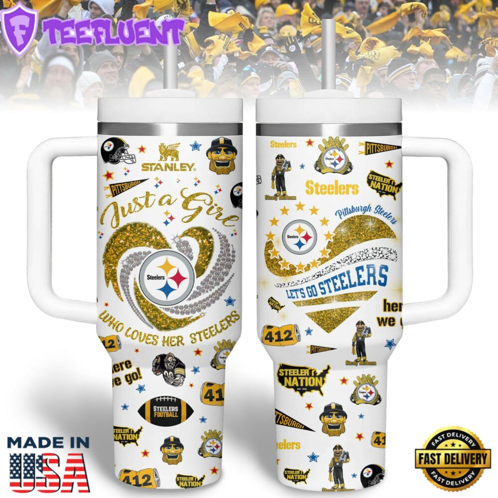 Pittsburgh Steelers NFL Sports Custom Stanley Quencher 40oz Stainless Steel Tumbler With Handle