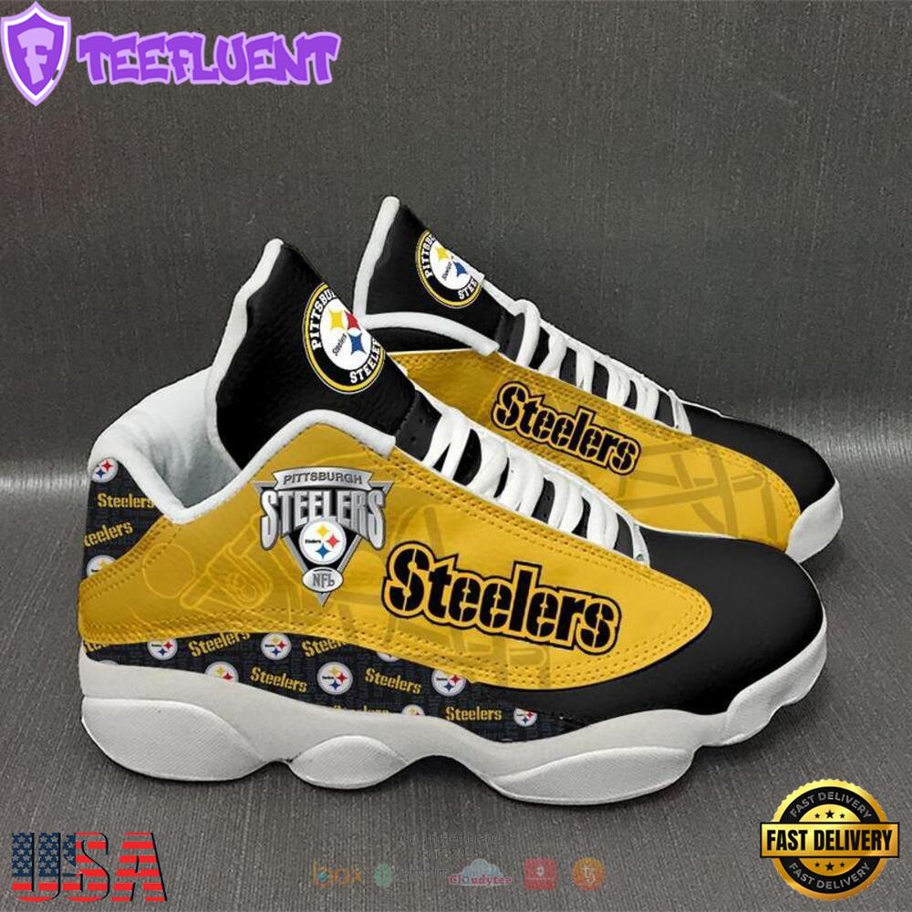 Pittsburgh Steelers NFL Yellow Black Air Jordan 13 Shoes - Gift For Fans