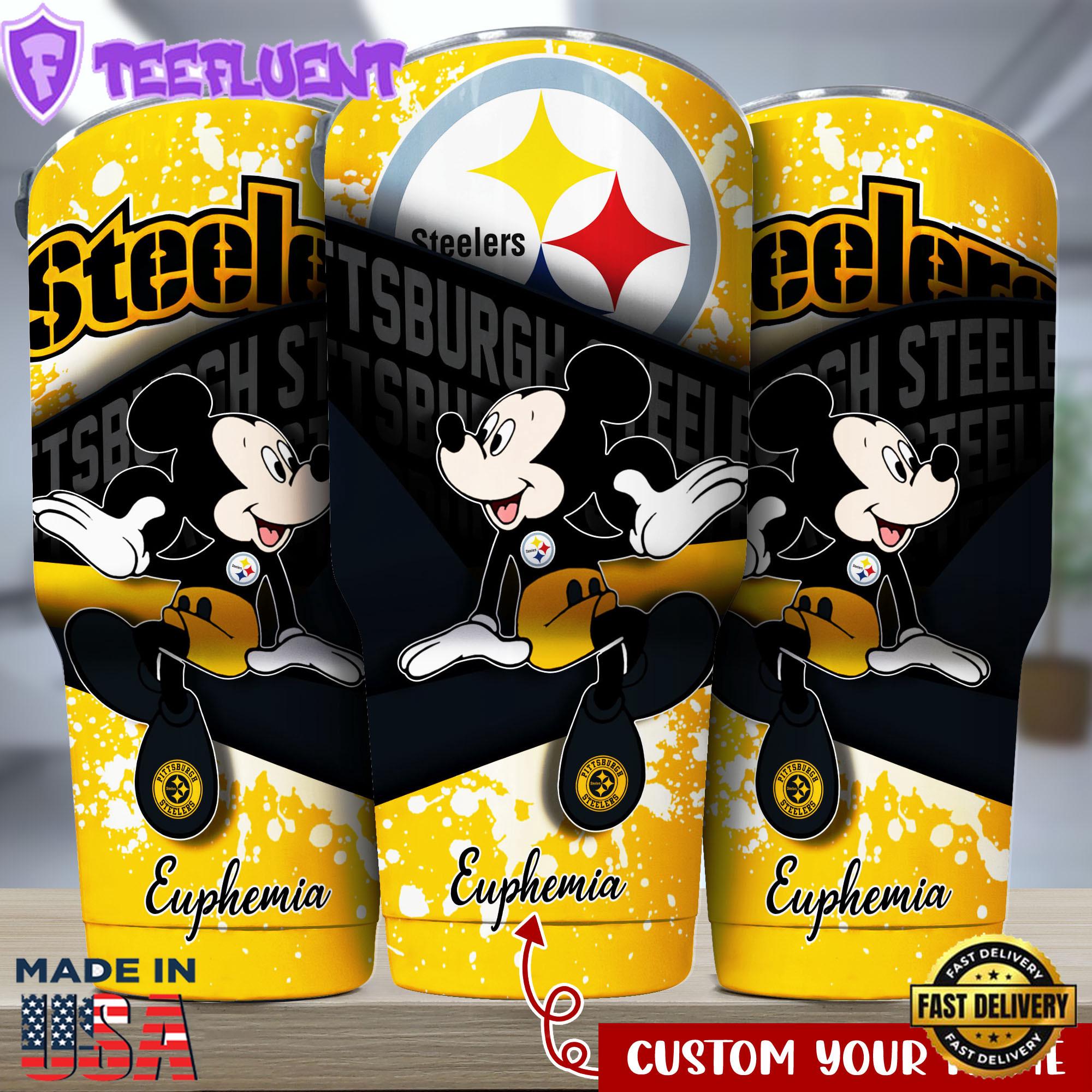 Pittsburgh Steelers NFL-Custom Tumbler Mickey Mouse Style Valentine Day Pittsburgh Steelers NFL-Custom Tumbler Mickey Mouse Style Valentine Day