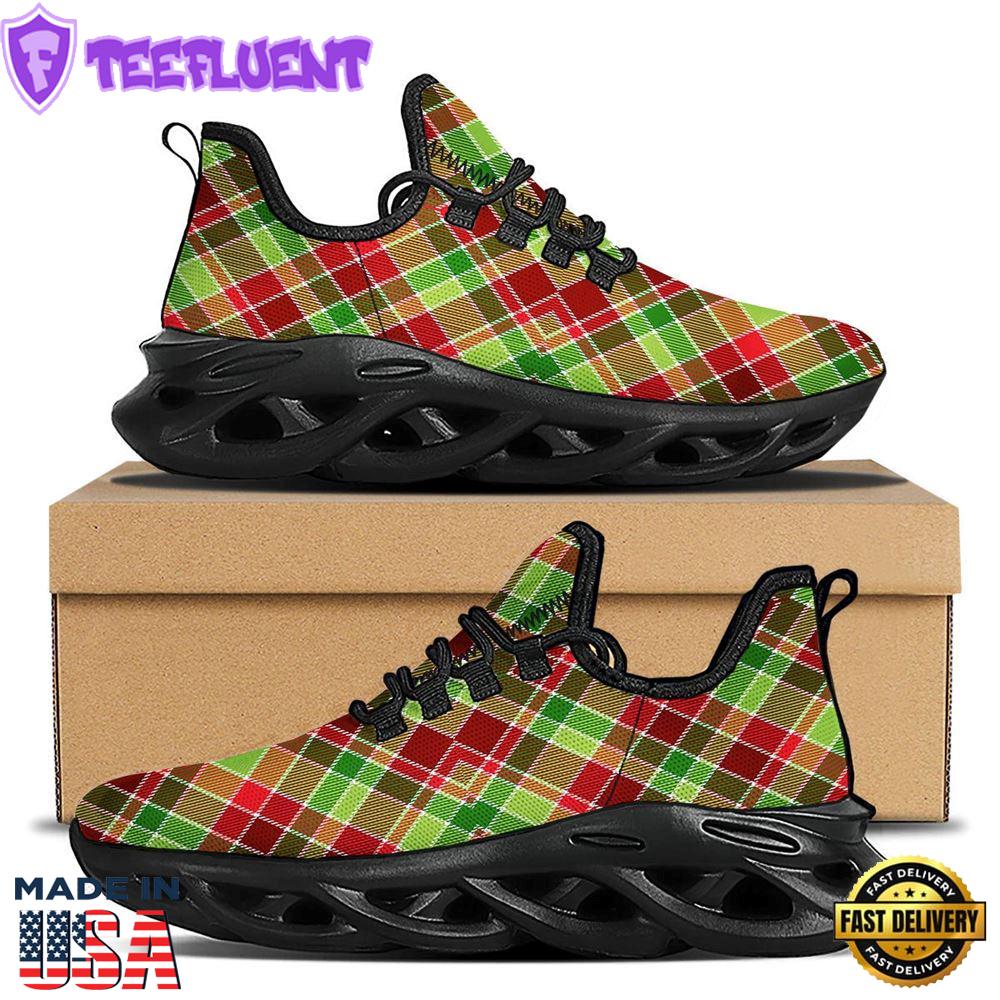 Plaid Merry Christmas Print Pattern Black Max Soul Shoes