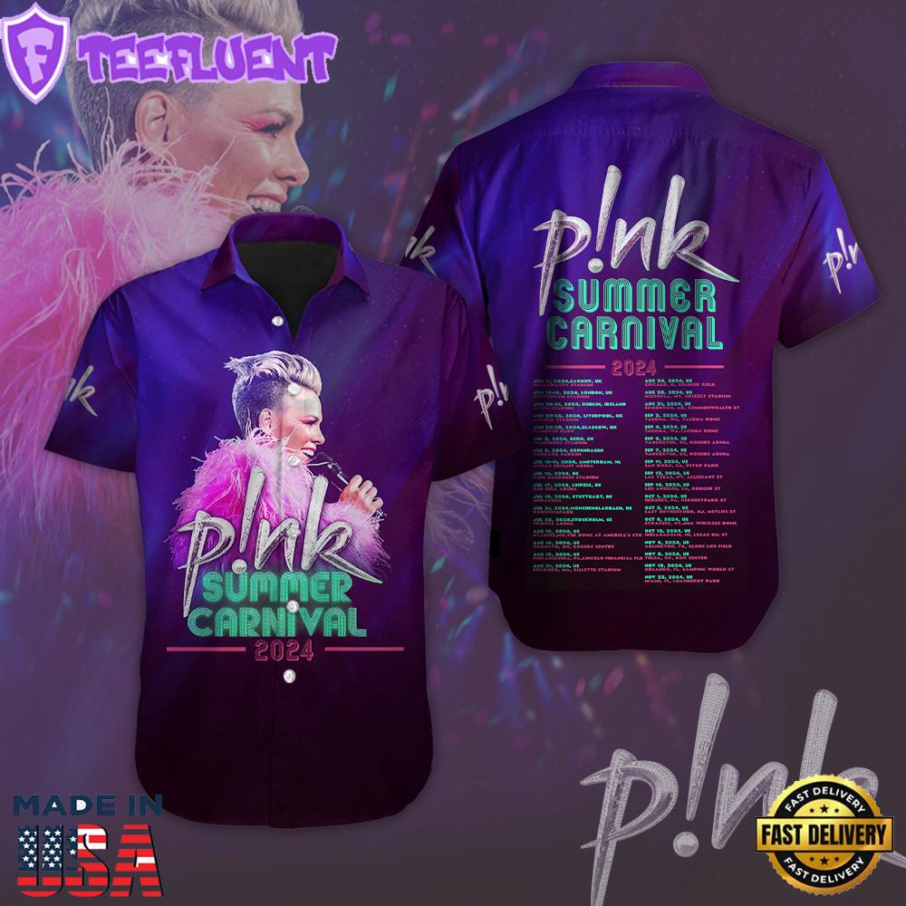 P!nk Short Sleeve Dress Shirt For Fans