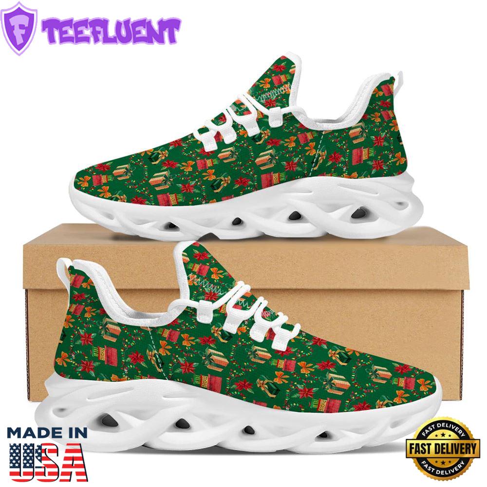 Poinsettia Cute Christmas Print Pattern White Max Soul Shoes