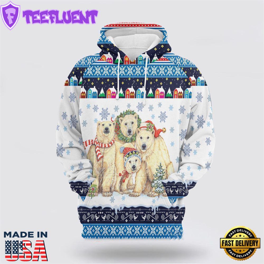 Polar Bears Christmas All Over Print 3D Hoodie