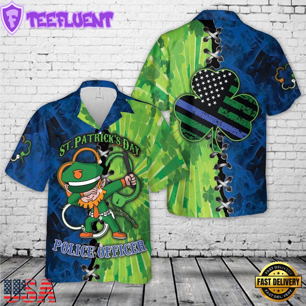 Police St Patrick's Day Leprechaun Hawaiian Shirt