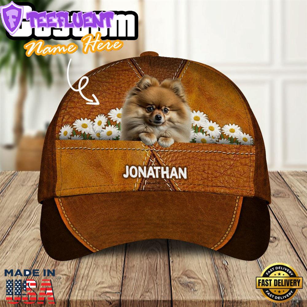 Pomeranian Dog Daisy Flower Garden 3D Cap