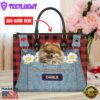 Pomeranian Dog This Human Belongs To Leather Handbag