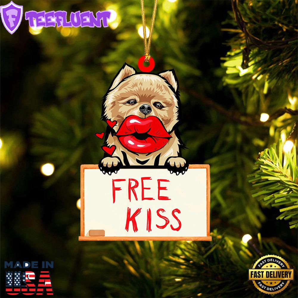 Pomeranian Free Kiss Christmas Ornament, Gift For Christmas