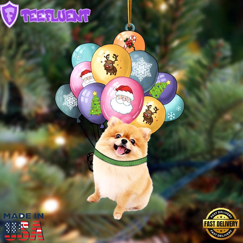 Pomeranian With Balloons Christmas Ornament, Gift For Christmas