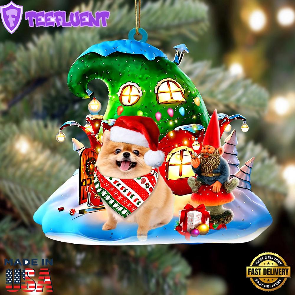 Pomeranian With Rudolph's House Christmas Ornament, Gift For Christmas