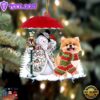 Pomeranian With Snowman Christmas Ornament, Gift For Christmas