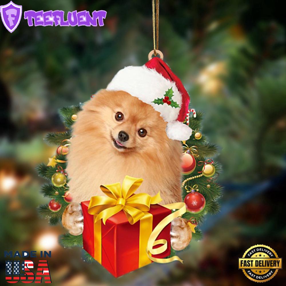 Pomeranian-Dogs Give Gifts Hanging Ornament, Gift For Christmas