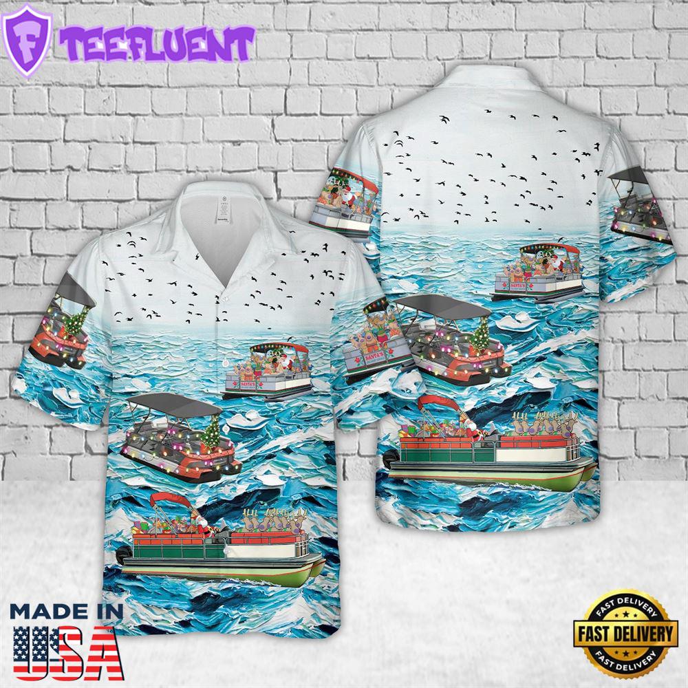 Pontoon Santa Christmas Hawaiian Shirt