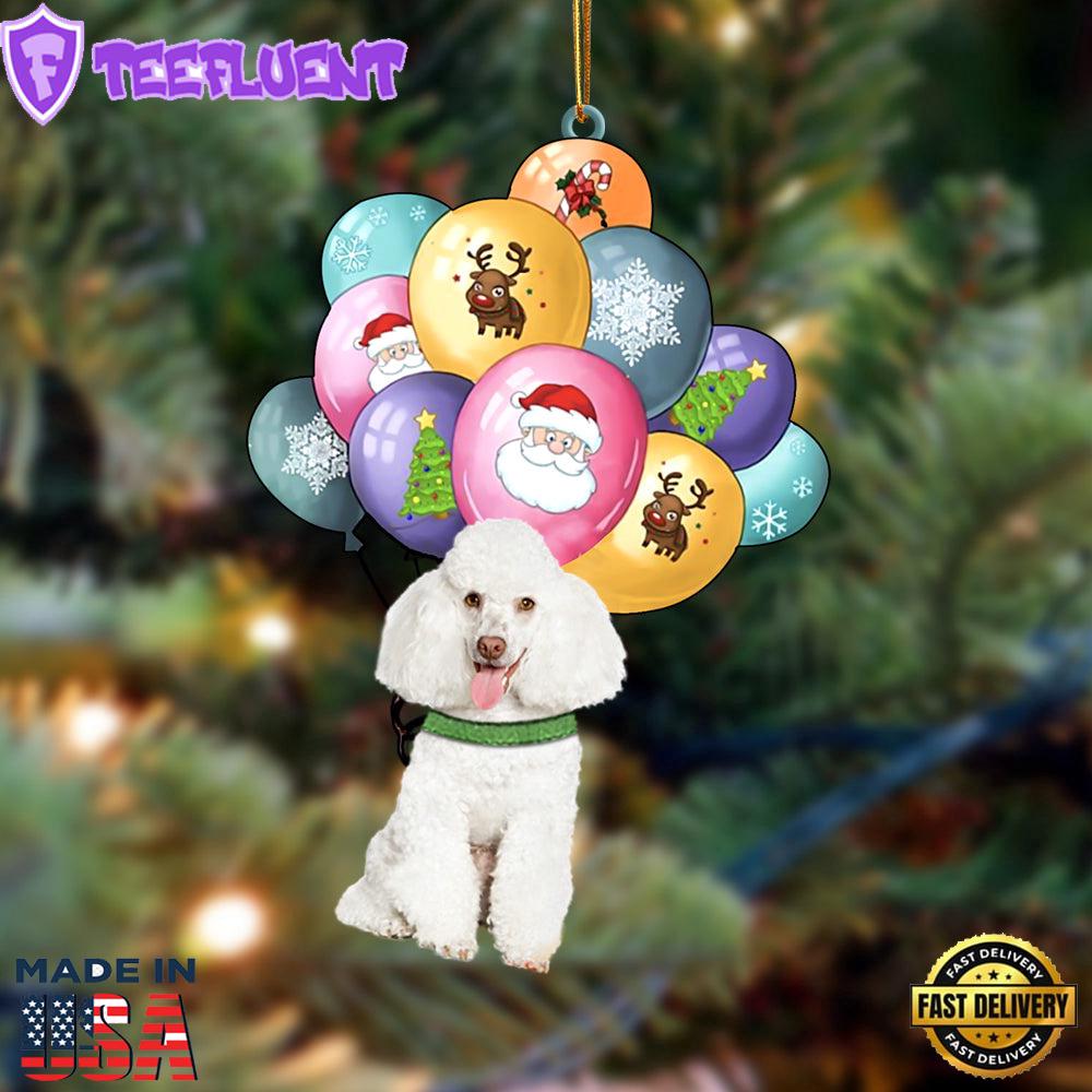 Poodle 2 With Balloons Christmas Ornament, Gift For Christmas