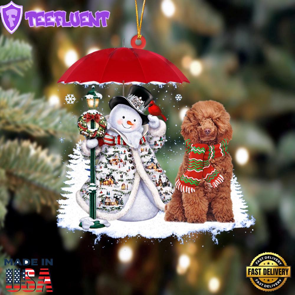 Poodle 3 With Snowman Christmas Ornament, Gift For Christmas