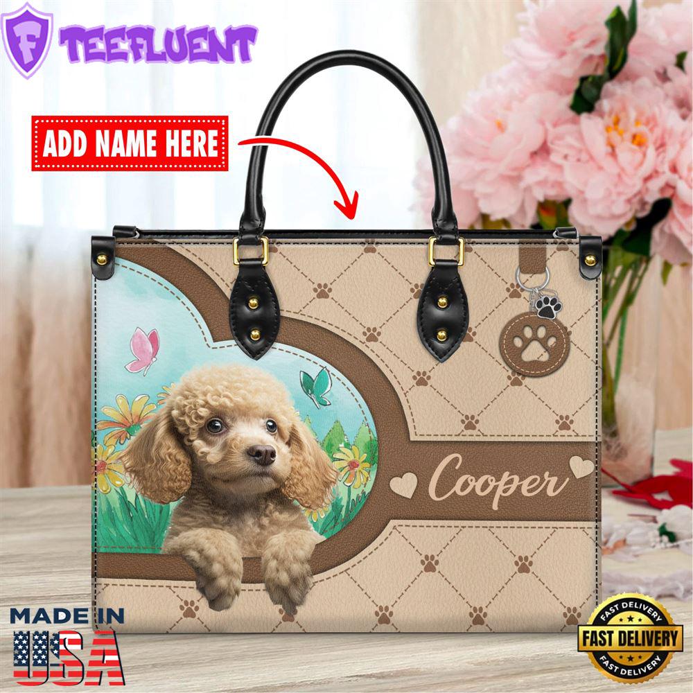 Poodle Dog Duccy Dog Lover Leather Handbag