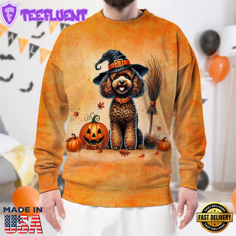 Poodle Dog In Spooky Autumn Halloween 3D Shirt