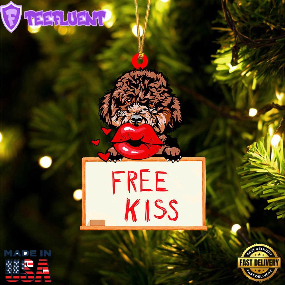 Poodle Free Kiss Christmas Ornament, Gift For Christmas