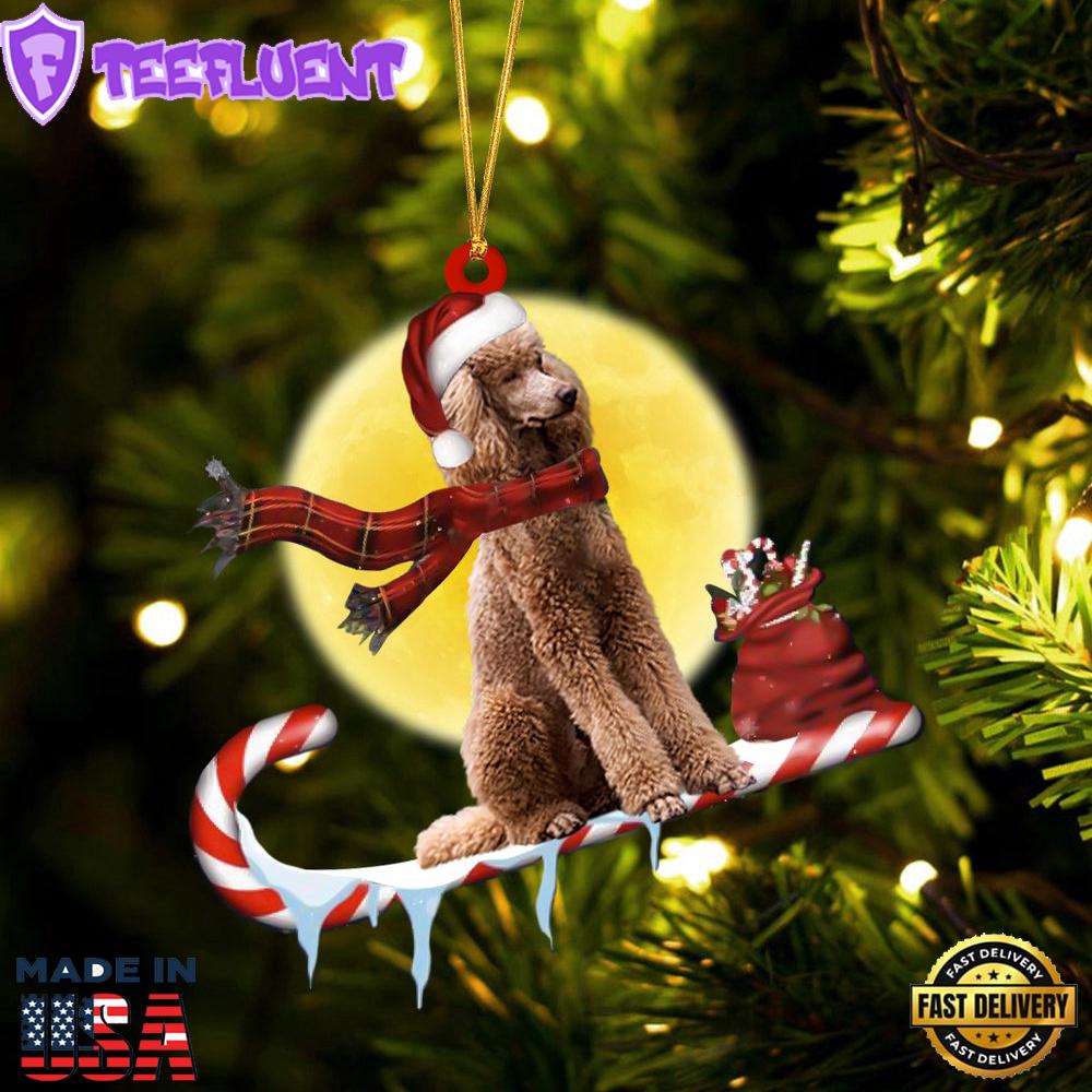 Poodle（Standard） On The Candy Cane Christmas Ornament, Gift For Christmas